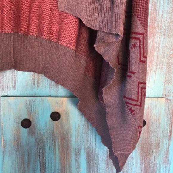 Hippie Rose Asymmetrical Tribal Aztec Print Cardigan Sweater - Picture 6 of 7